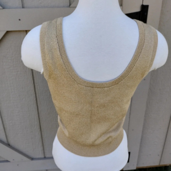 St John Metallic Cropped Tank Top Gold Tan size P - Picture 2 of 8